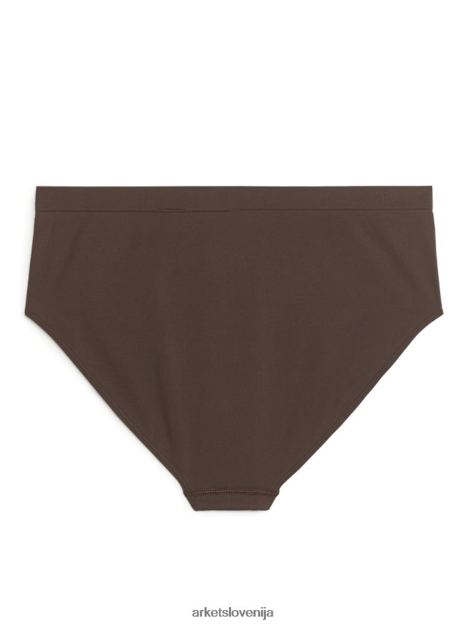oblačila sl ARKET ženske brezšivne hlačke z visokim pasom temno rjava 6X02XV562
