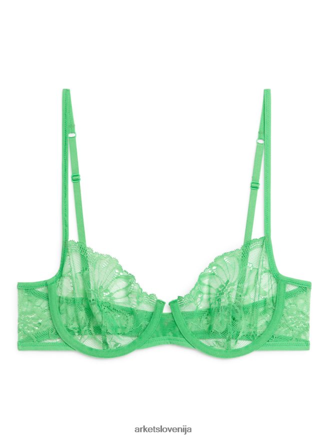 oblačila sl ARKET ženske nedrček iz čipke zelena 6X02XV557