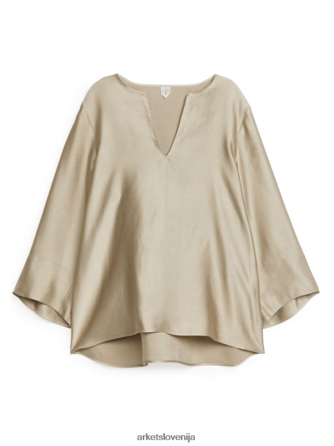 oblačila sl ARKET ženske bluza iz lanene mešanice bež 6X02XV45