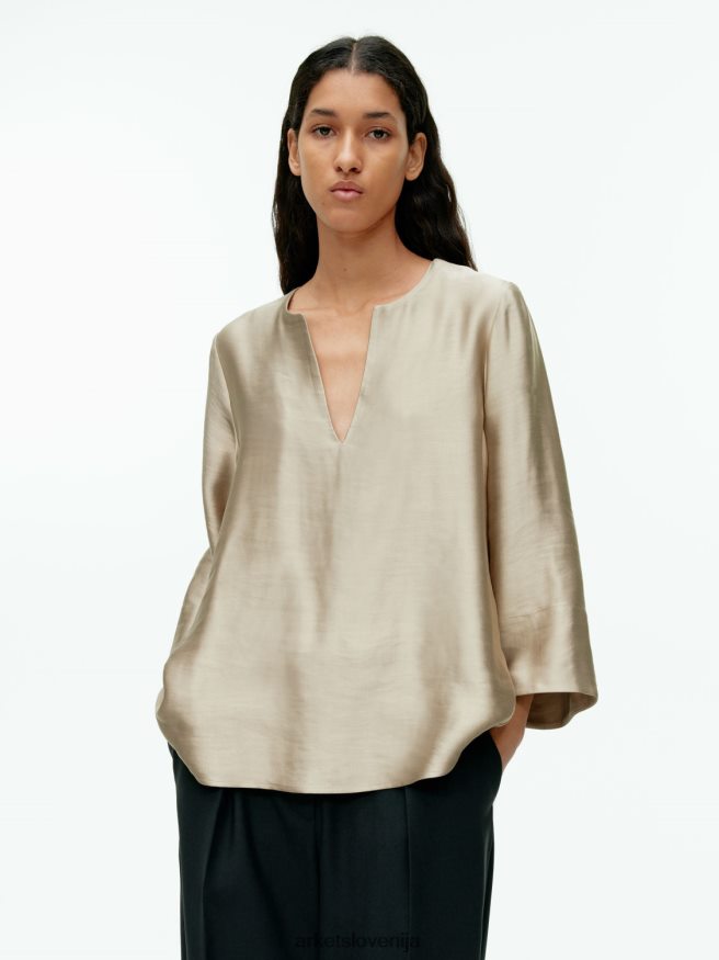 oblačila sl ARKET ženske bluza iz lanene mešanice bež 6X02XV45