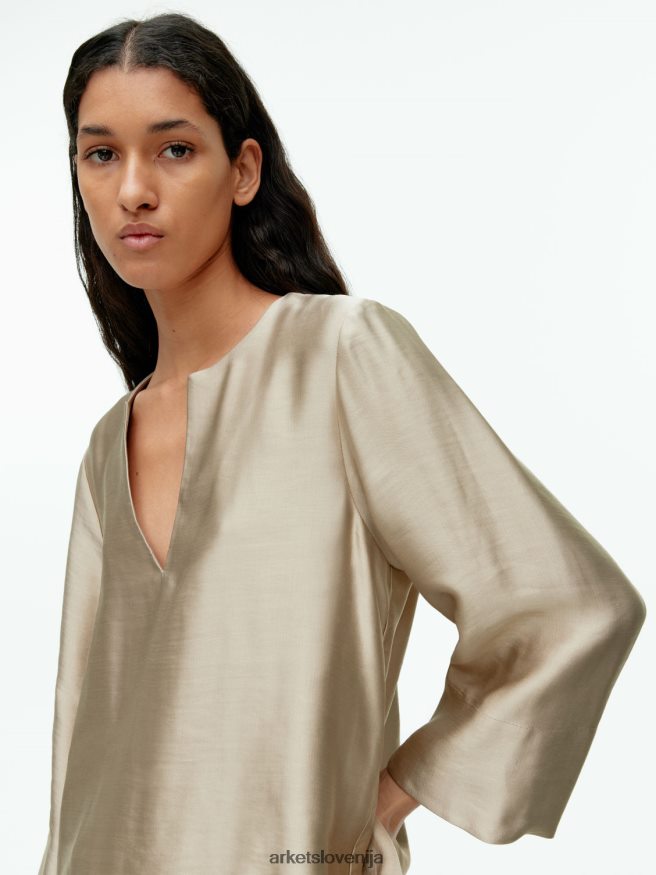 oblačila sl ARKET ženske bluza iz lanene mešanice bež 6X02XV45