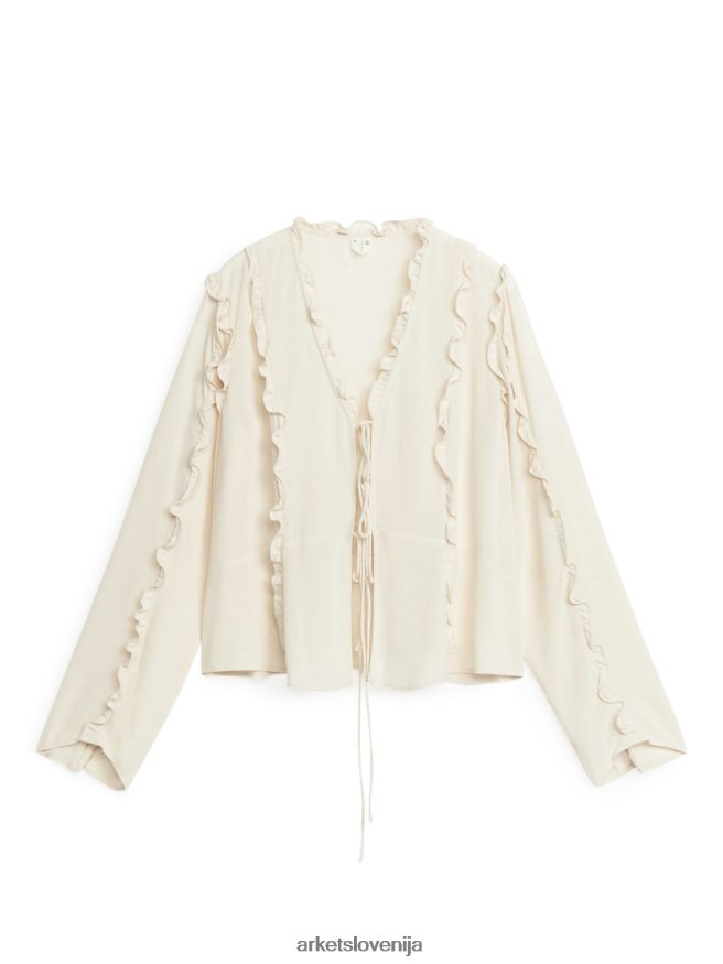 oblačila sl ARKET ženske bluza z volančki umazano bela 6X02XV4