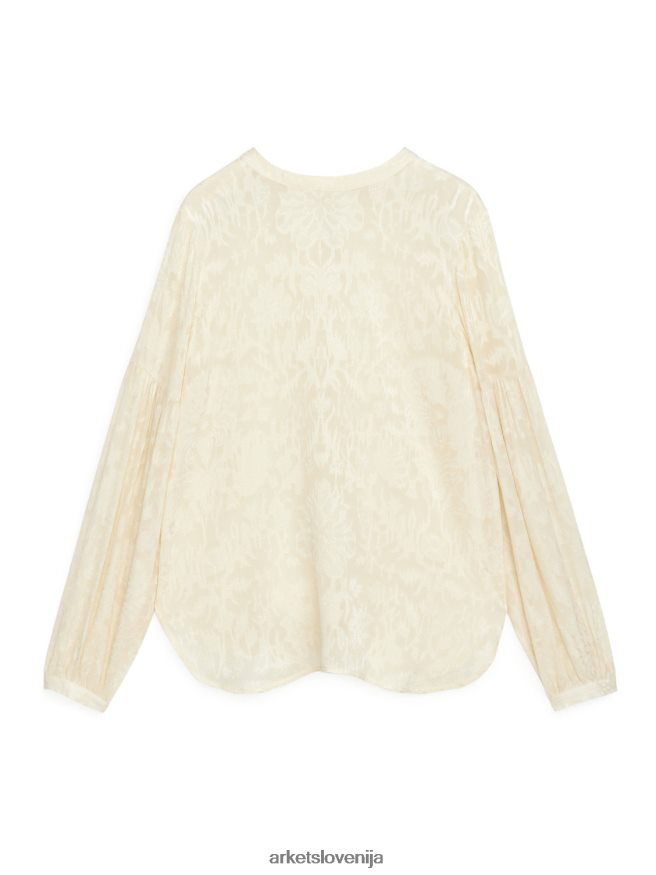 oblačila sl ARKET ženske cvetlična žakard bluza umazano bela 6X02XV68