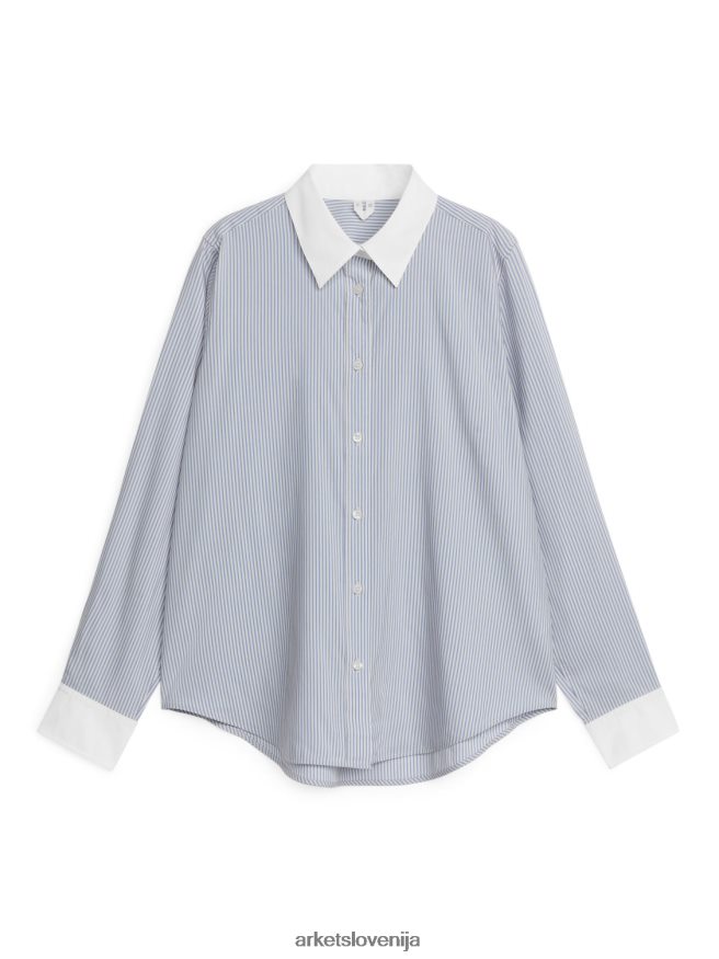 oblačila sl ARKET ženske kontrastna majica modra/bela 6X02XV28