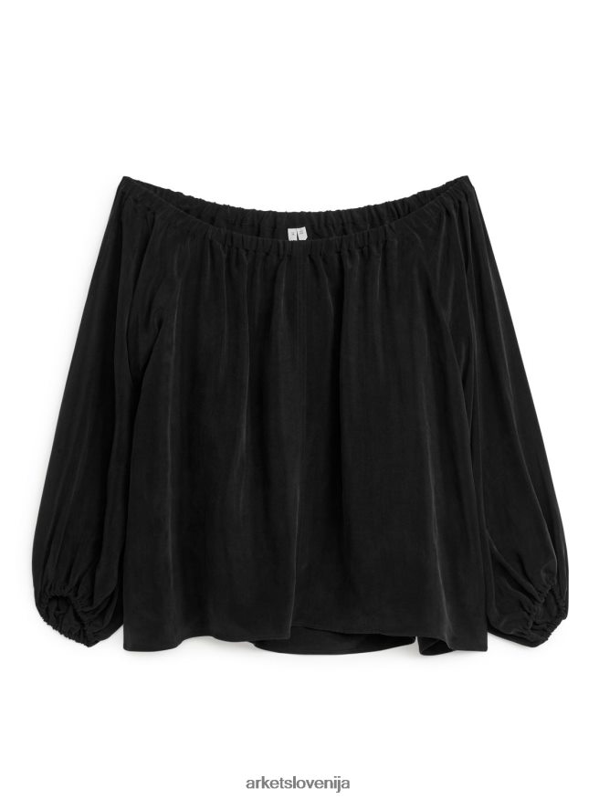 oblačila sl ARKET ženske kupro top z odprtimi rameni Črna 6X02XV53