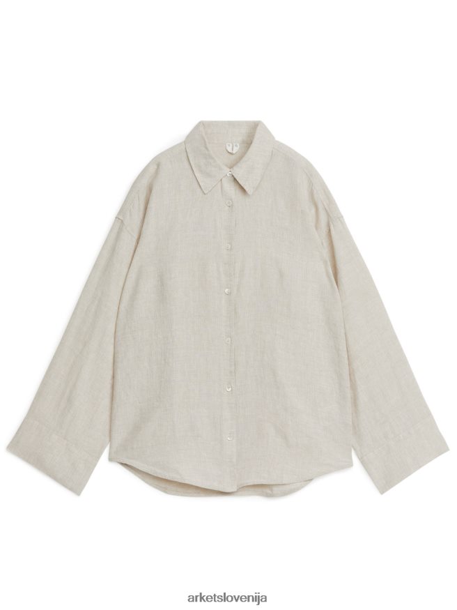 oblačila sl ARKET ženske lanena srajca bež 6X02XV1