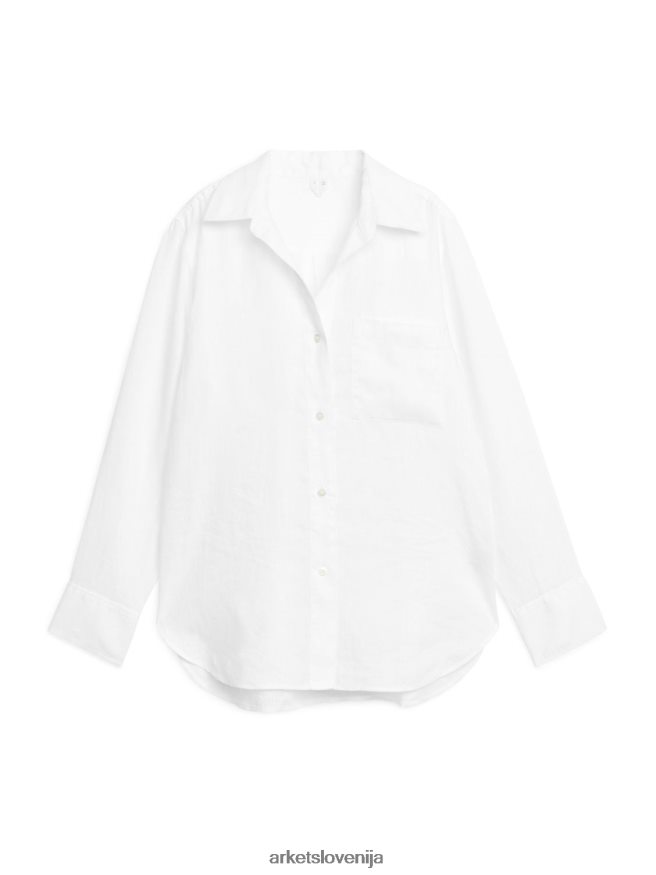 oblačila sl ARKET ženske lanena srajca bela 6X02XV3