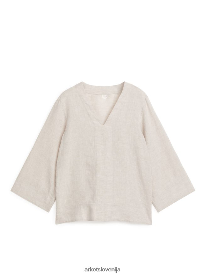 oblačila sl ARKET ženske lanena srajca na pop-over bež 6X02XV63
