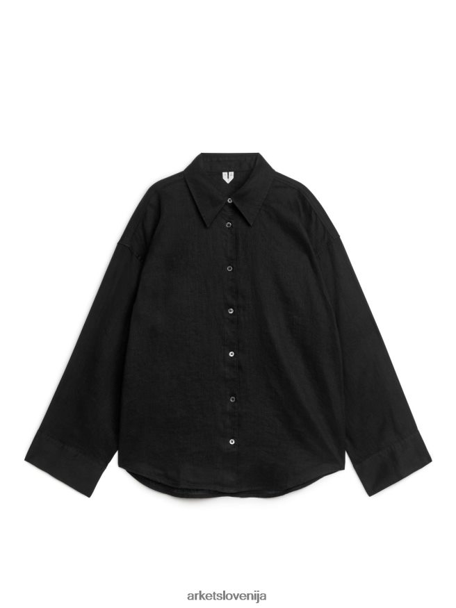 oblačila sl ARKET ženske lanena srajca Črna 6X02XV64