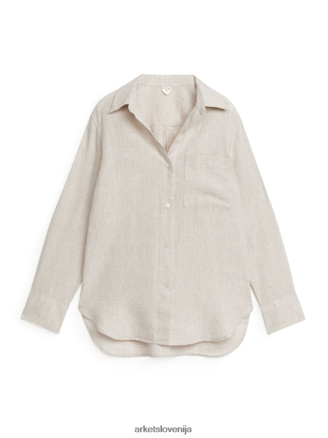 oblačila sl ARKET ženske lanena srajca svetlo bež 6X02XV7