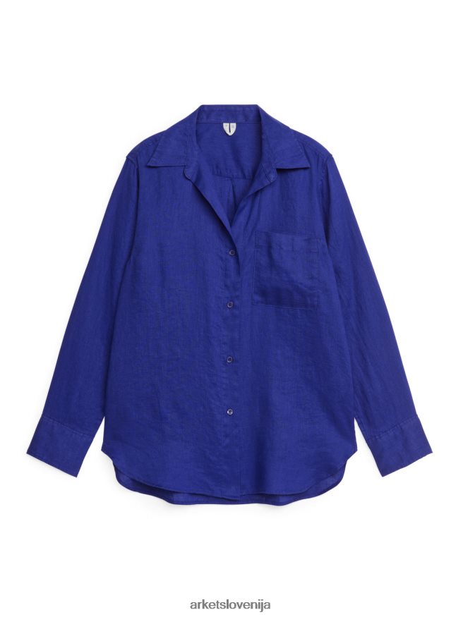 oblačila sl ARKET ženske lanena srajca svetlo modra 6X02XV46