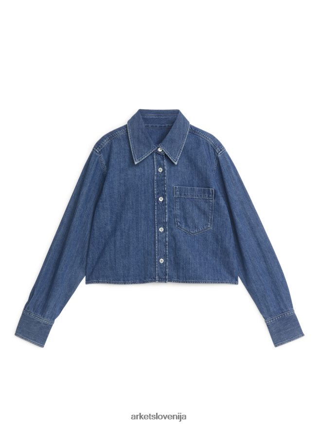 oblačila sl ARKET ženske odrezana denim srajca modra 6X02XV44