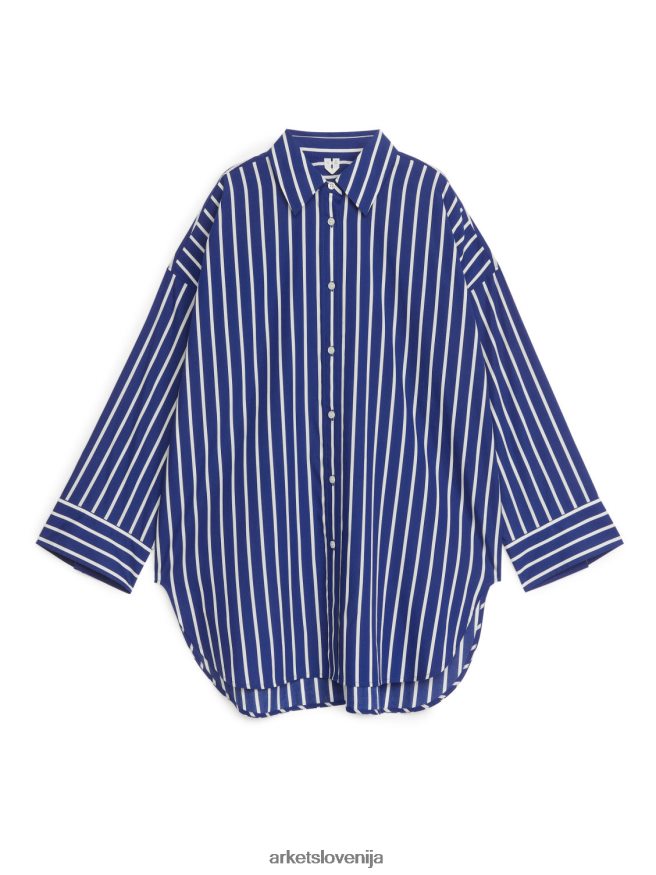 oblačila sl ARKET ženske prevelika srajca modra/bela 6X02XV43
