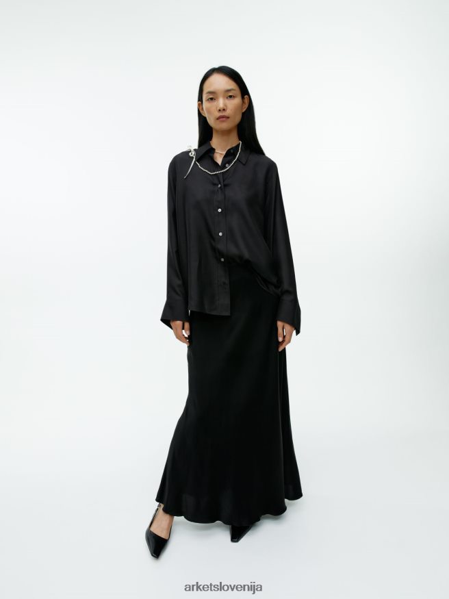 oblačila sl ARKET ženske srajca iz svilenega keperja Črna 6X02XV55