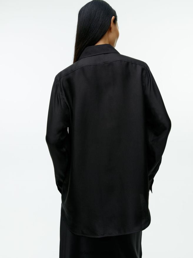 oblačila sl ARKET ženske srajca iz svilenega keperja Črna 6X02XV55