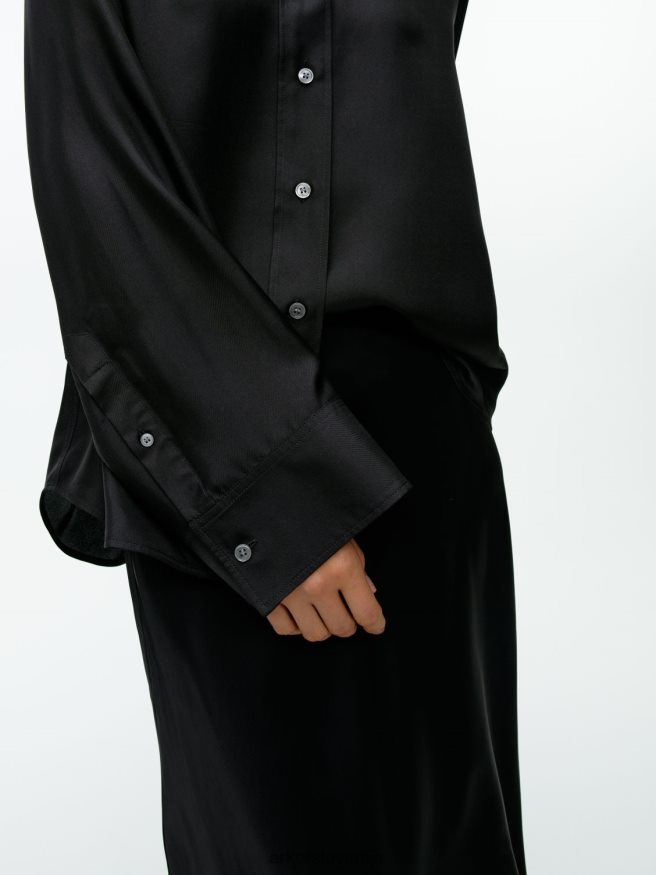 oblačila sl ARKET ženske srajca iz svilenega keperja Črna 6X02XV55