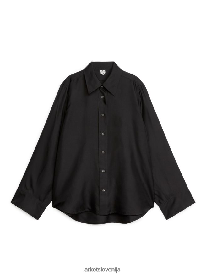 oblačila sl ARKET ženske srajca iz svilenega keperja Črna 6X02XV55