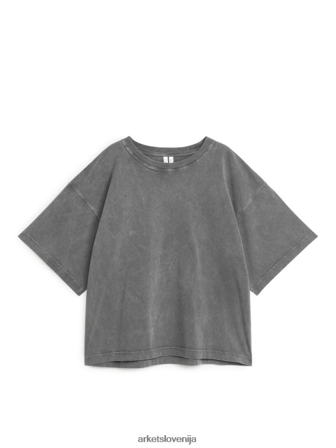 oblačila sl ARKET ženske bombažna majica s kratkimi rokavi Črna 6X02XV323