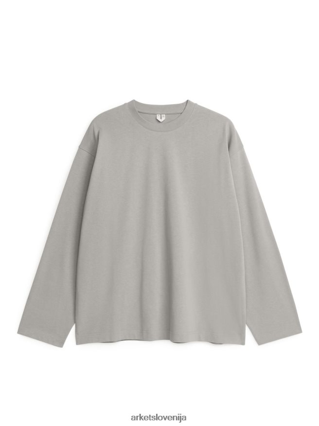 oblačila sl ARKET ženske majica z dolgimi rokavi siva 6X02XV1030