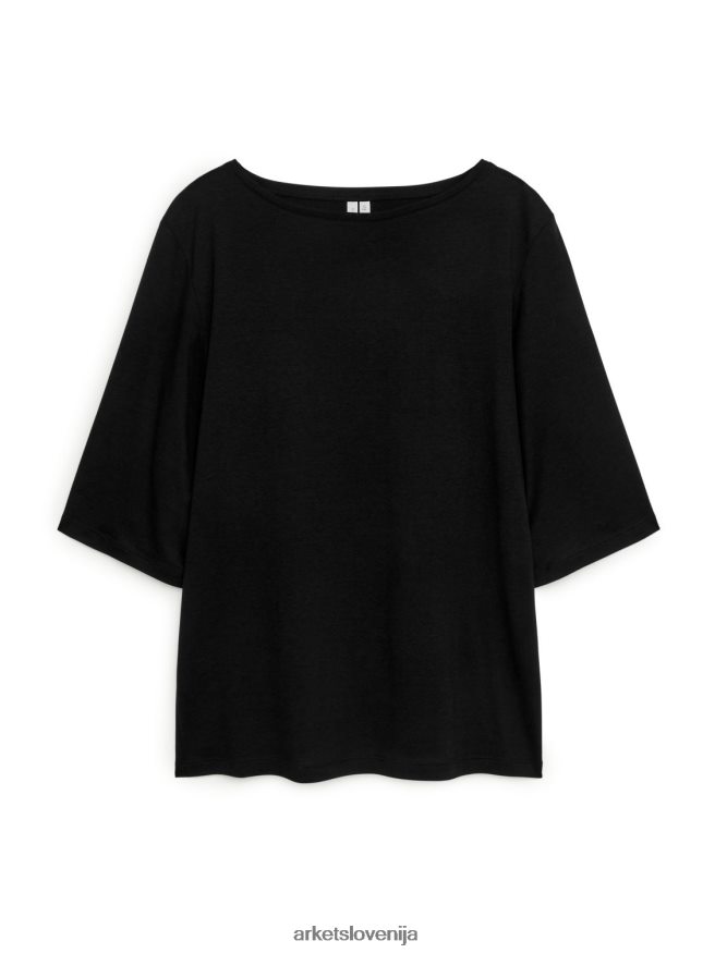 oblačila sl ARKET ženske majica z ovratnikom Črna 6X02XV385
