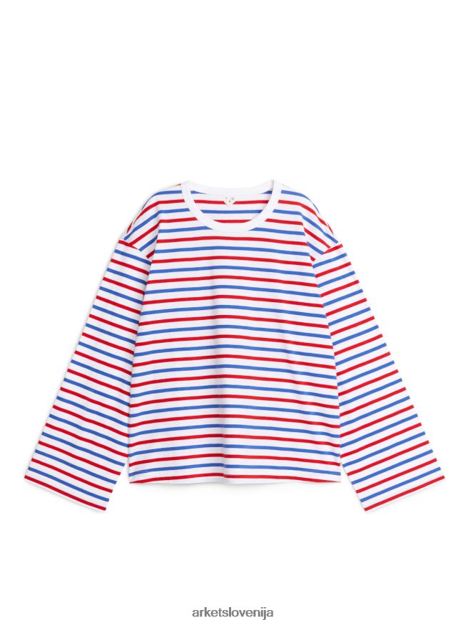 oblačila sl ARKET ženske prevelika majica s kratkimi rokavi bela/rdeča/modra 6X02XV337