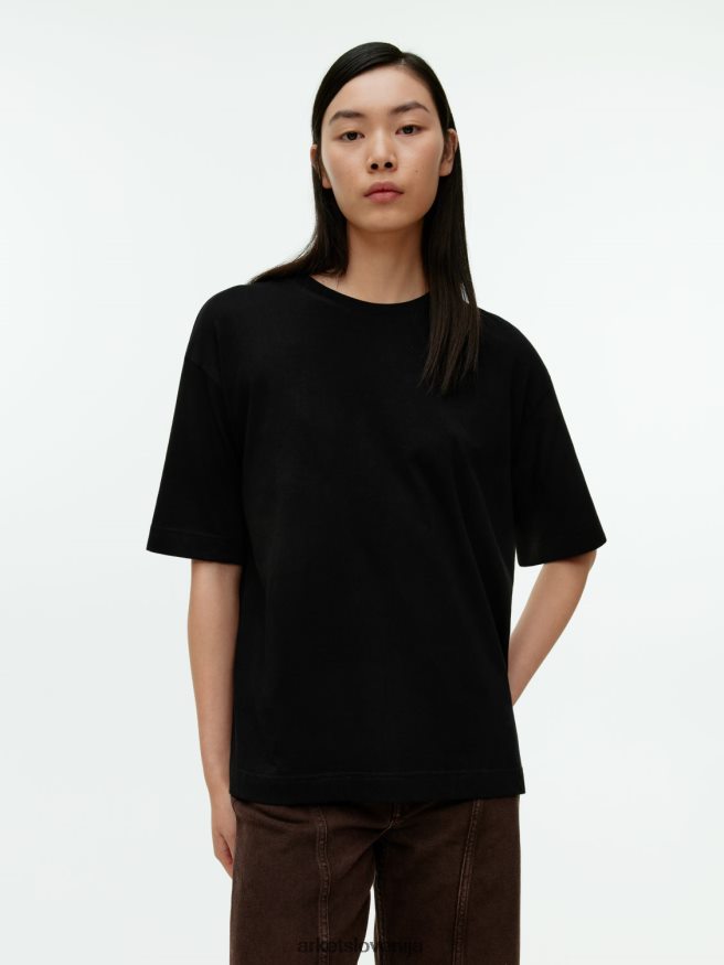 oblačila sl ARKET ženske prevelika majica s kratkimi rokavi Črna 6X02XV389
