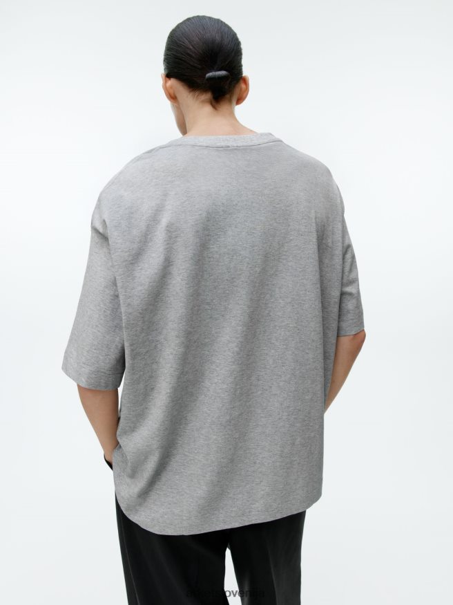 oblačila sl ARKET ženske prevelika majica s kratkimi rokavi sivi melanž 6X02XV276