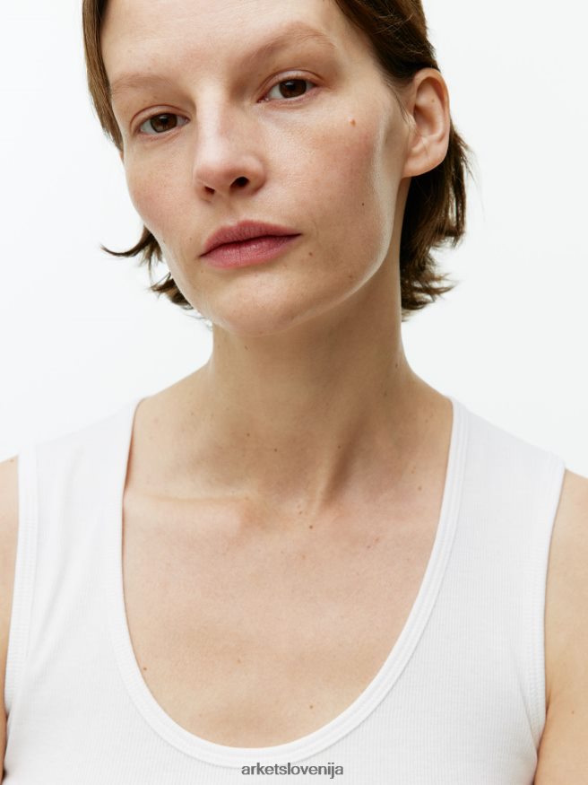 oblačila sl ARKET ženske rebrasti brezrokavnik bela 6X02XV363