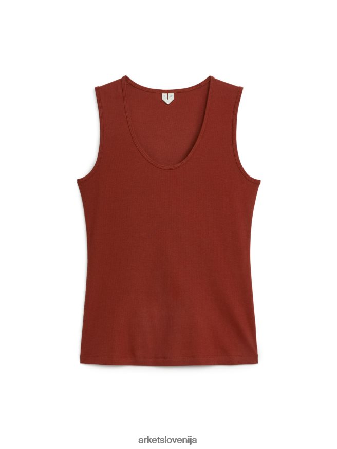 oblačila sl ARKET ženske rebrasti brezrokavnik rdečkasto rjava 6X02XV302