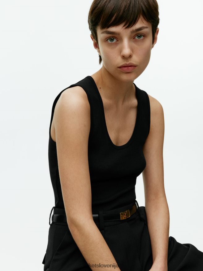 oblačila sl ARKET ženske rebrasti brezrokavnik Črna 6X02XV364