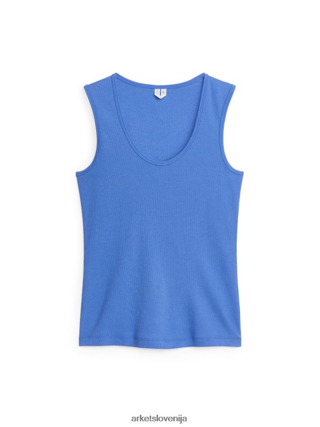 oblačila sl ARKET ženske rebrasti brezrokavnik srednje modra 6X02XV314