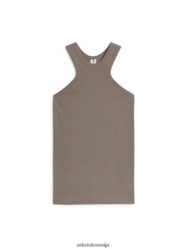 oblačila sl ARKET ženske rebrasti dirkalni rezervoar taupe 6X02XV328