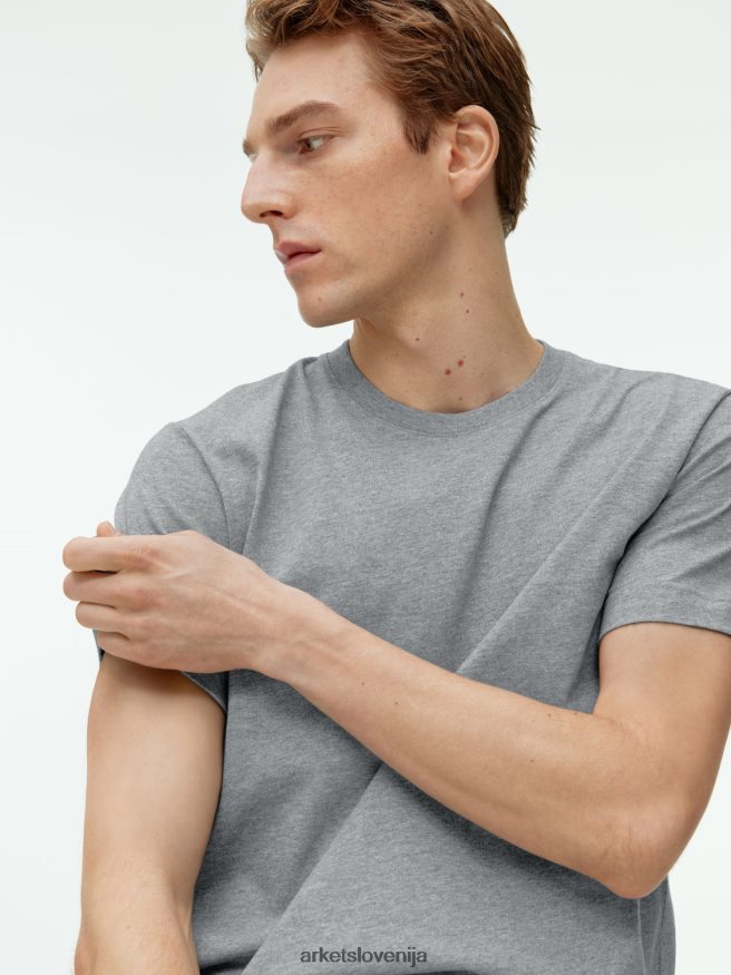 oblačila sl ARKET ženske srednje težka majica sivi melanž 6X02XV988