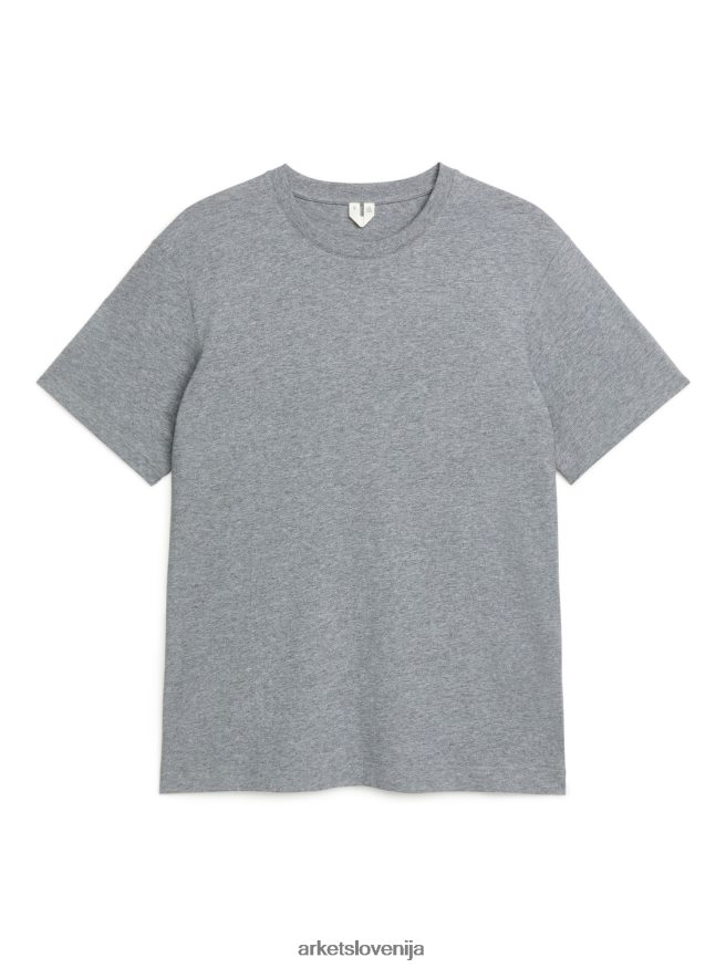 oblačila sl ARKET ženske srednje težka majica sivi melanž 6X02XV988