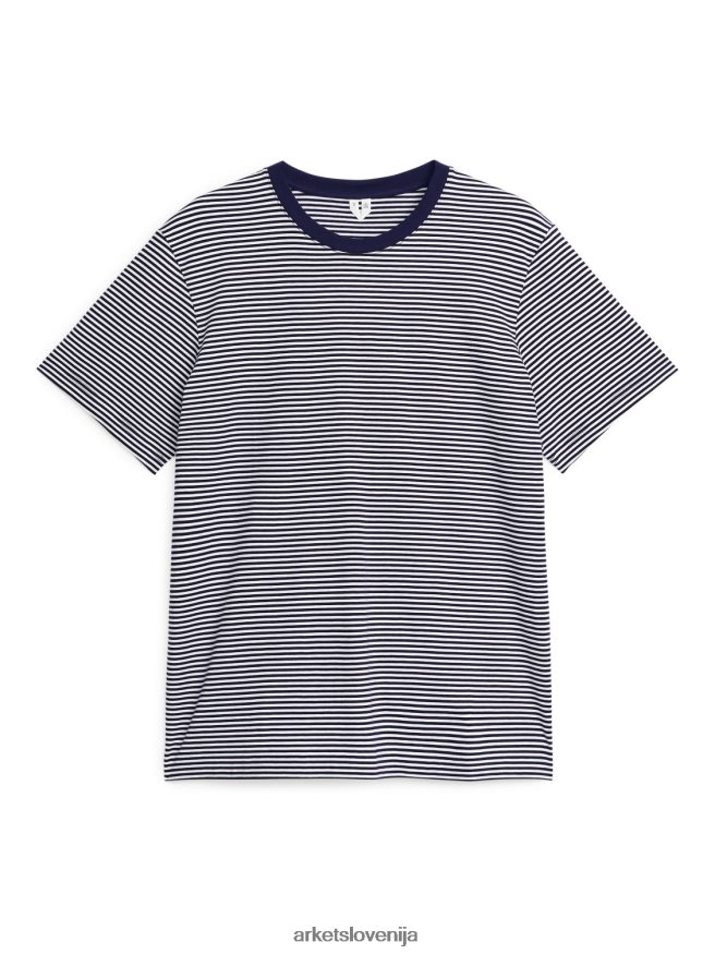 oblačila sl ARKET ženske srednje težka majica temno modra/bela 6X02XV994