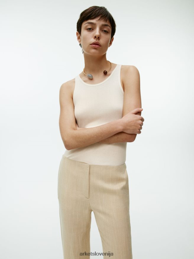 oblačila sl ARKET ženske svilen brezrokavnik umazano bela 6X02XV358