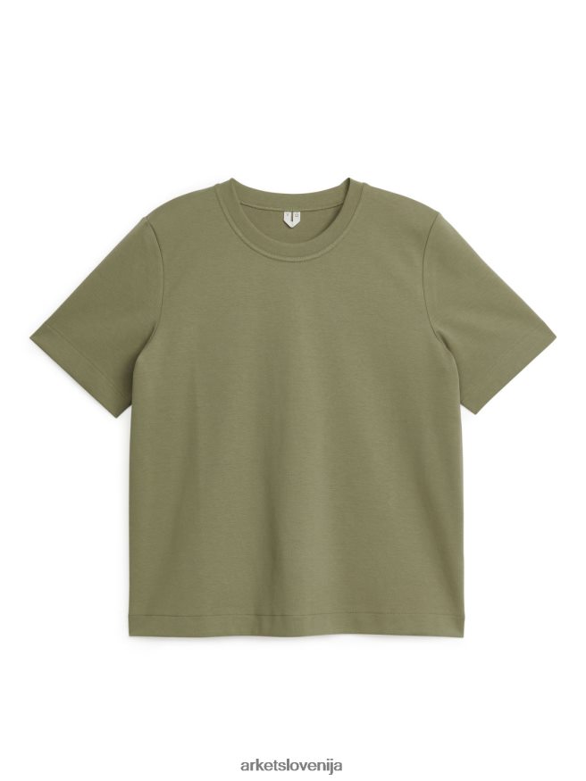 oblačila sl ARKET ženske težkokategorna majica kaki zelena 6X02XV317