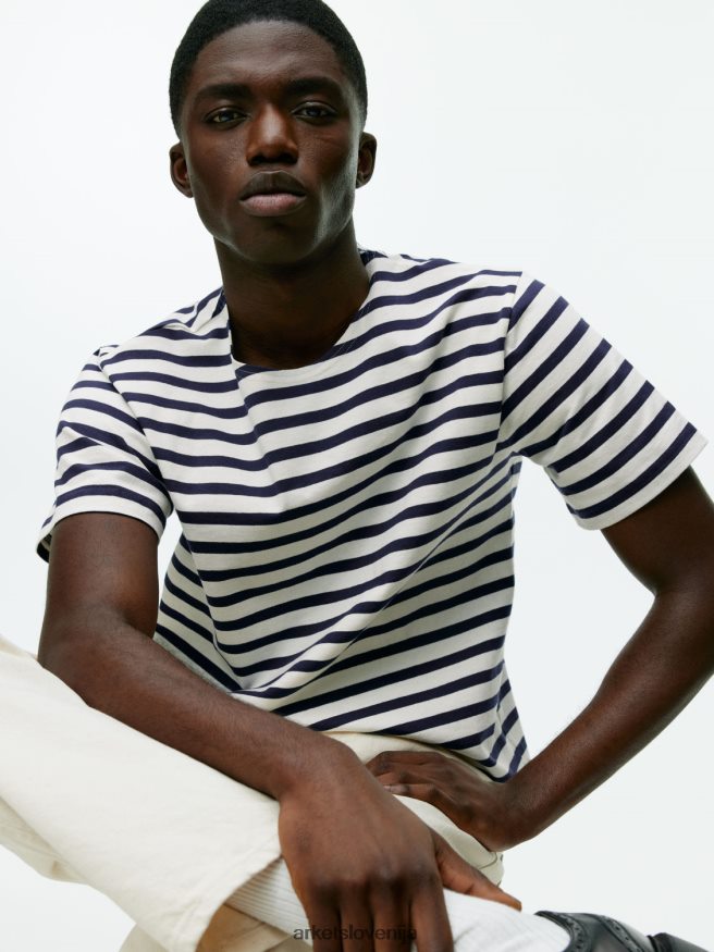 oblačila sl ARKET ženske težkokategorna majica temno modra/bela 6X02XV1001