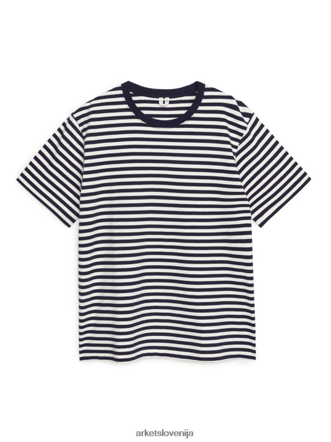 oblačila sl ARKET ženske težkokategorna majica temno modra/umazano bela 6X02XV1003