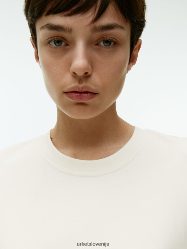oblačila sl ARKET ženske težkokategorna majica umazano bela 6X02XV316