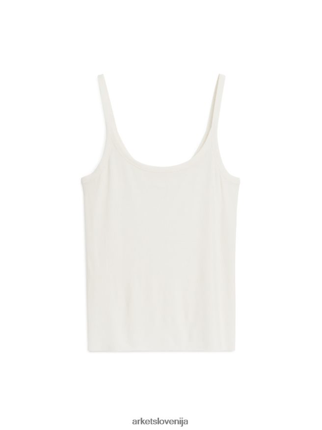 oblačila sl ARKET ženske vrh s svilenimi naramnicami umazano bela 6X02XV347