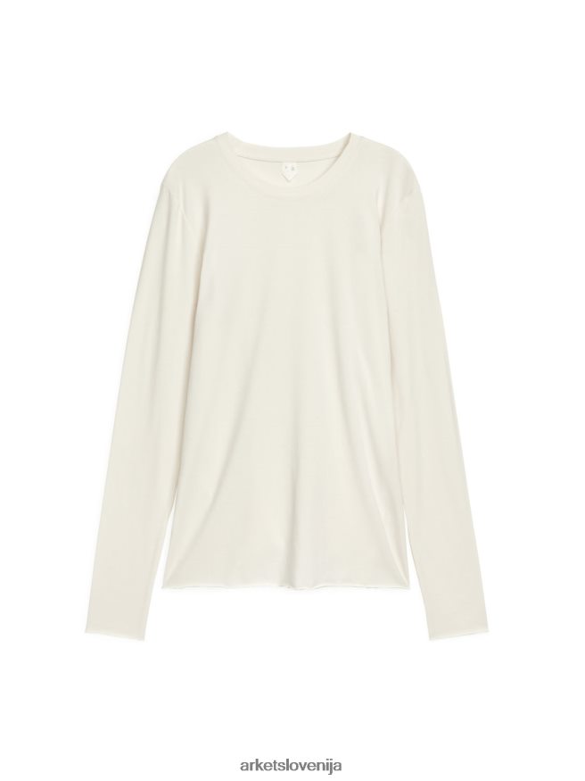 oblačila sl ARKET ženske z dolgimi rokavi iz mešanice liocela umazano bela 6X02XV380